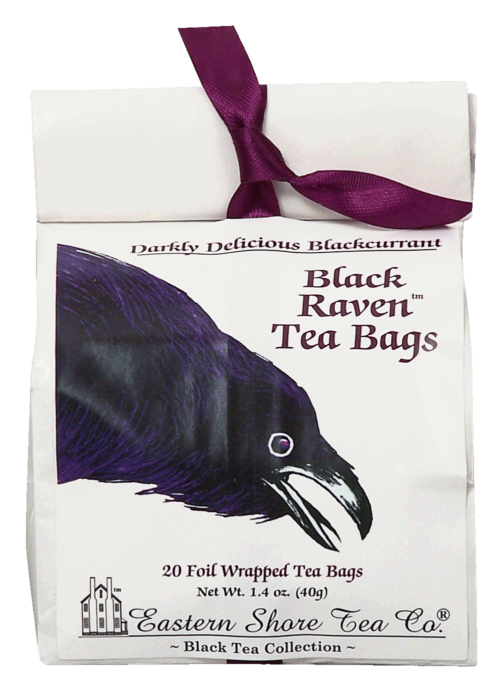 Eastern Shore Tea Co,. Black Raven darkly delicious black currant 20-foil wrapped tea bags Full-Size Picture